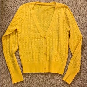 Bright yellow cardigan